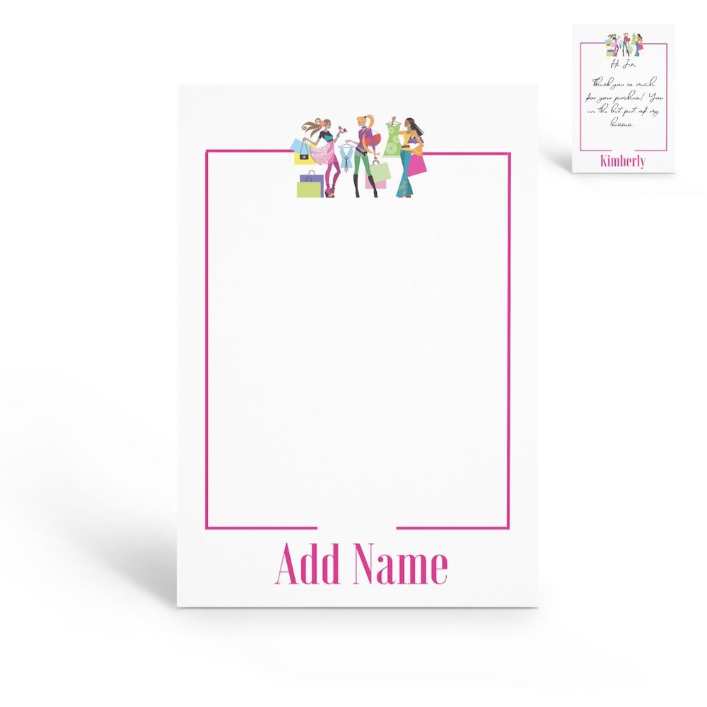 Glam Shopping Girls Thank You Note Cards for Online Resellers